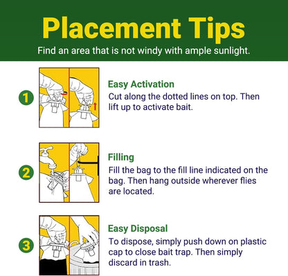 5pk Outdoor Fly Trap Bags, Disposable, Hanging Fly Catcher with Bait, Outdoor Use Fly Hunter Repellent Control Catcher Killer, Flies Trap for Barn, Farm, Mosquito, Bugs, Gnats, Ready to Use